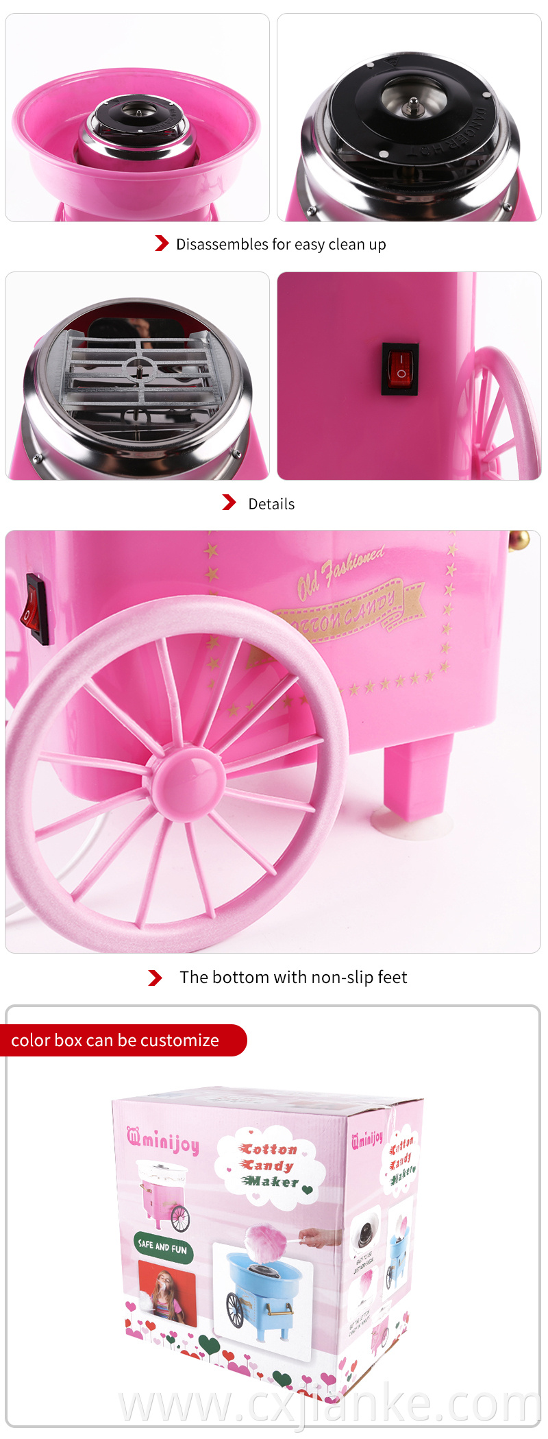 Beautiful pink cotton candy machine home use cotton candy machine